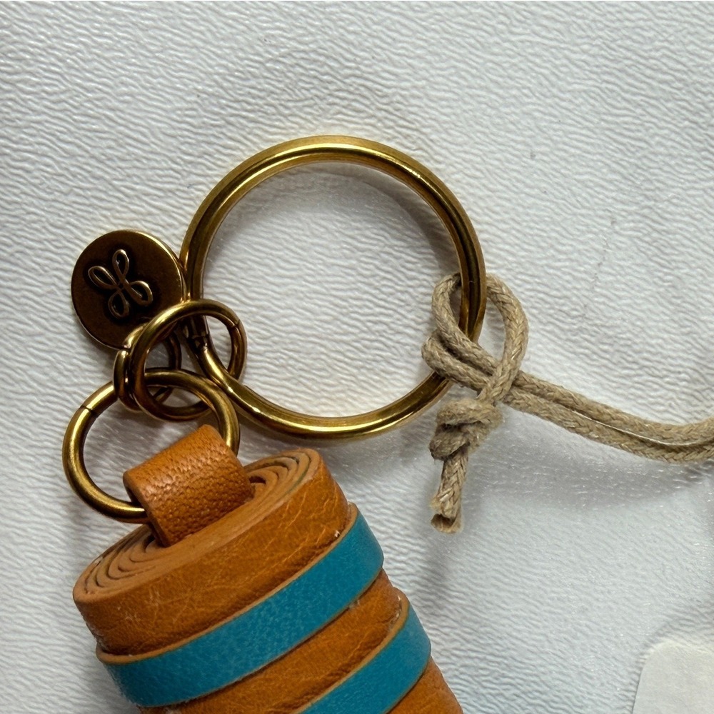 HOBO Nila Tassel Key Clip Sundial Tan Teal Leather Bag Charm CB-81102SNDL NEW - Picture 4 of 7